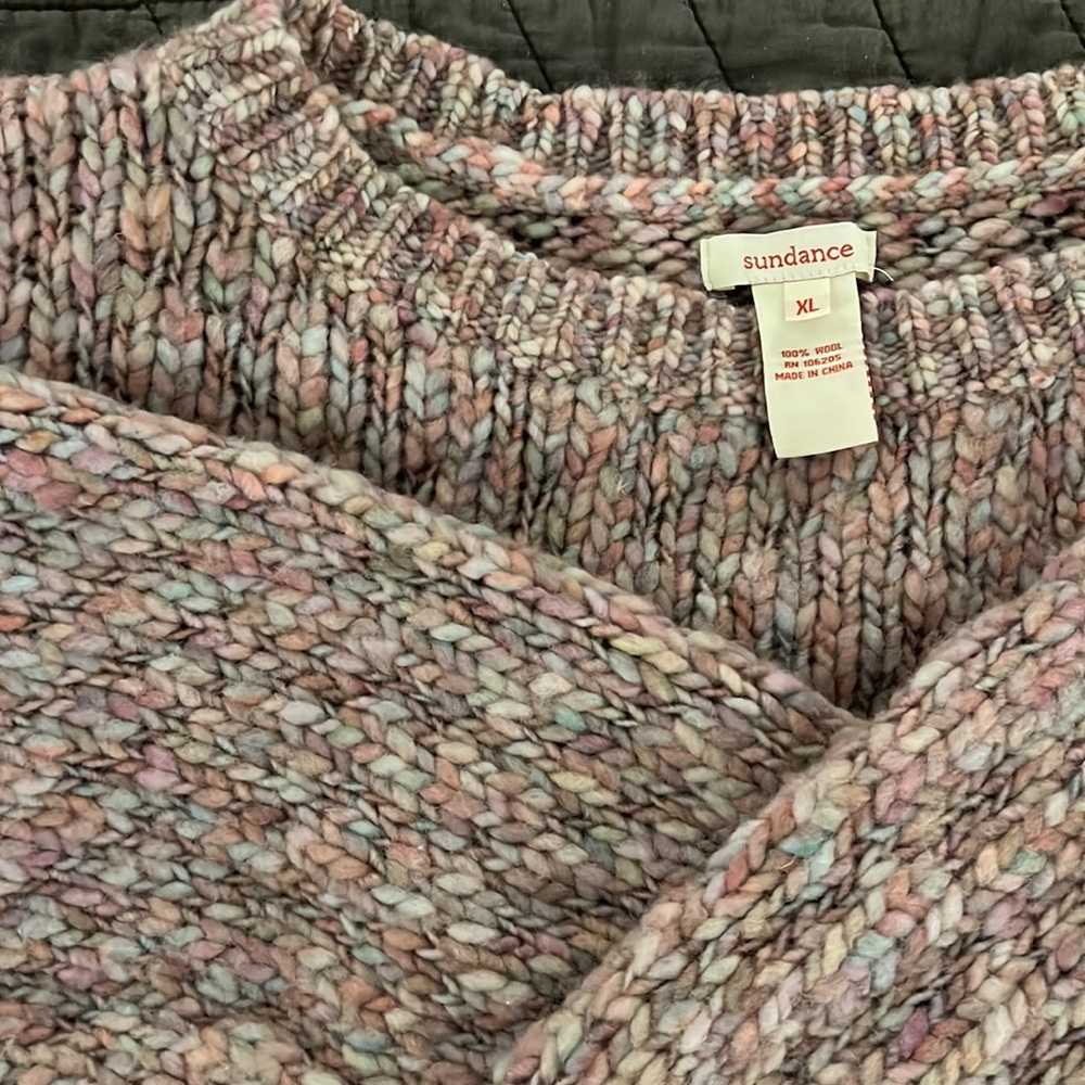 Pastel rainbow Sundance knit 100% Wool sweater